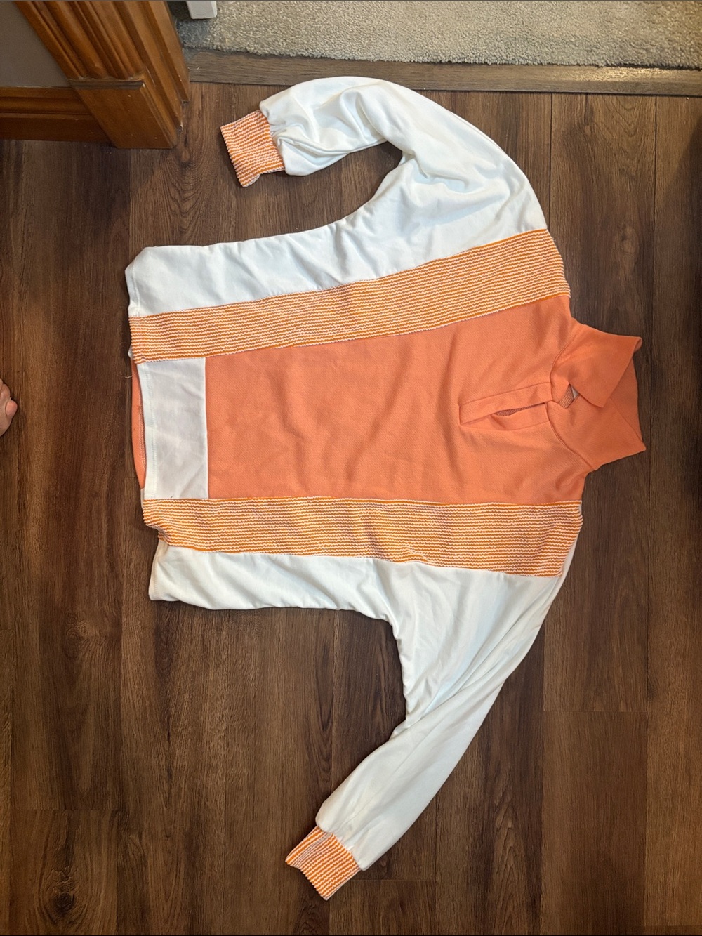 Lovely Melody Orange and White Colorblock Kids Pajama Top